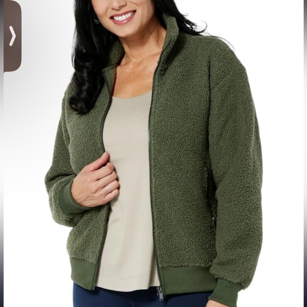 Olive Teddy Jacket - Picture 2 of 3